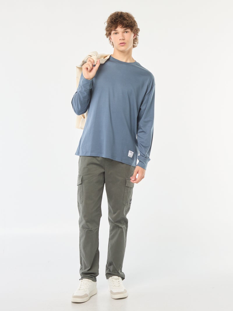 Jogpant con bolsillos con solapa Verde - Kiabi