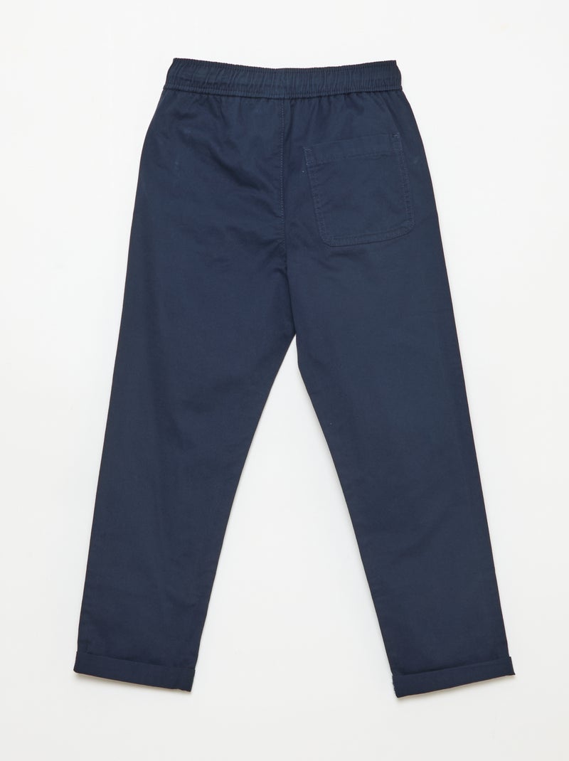 Jogpant liso con dobladillos Azul - Kiabi