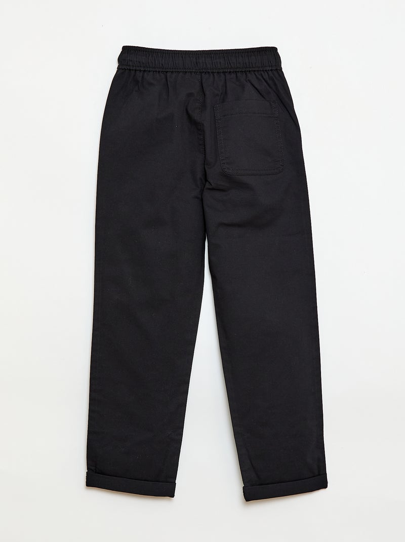 Jogpant liso con dobladillos Negro - Kiabi