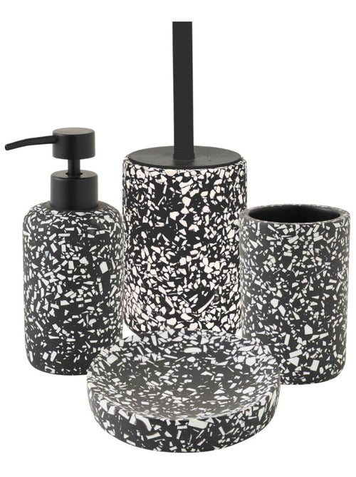 Juego accesorios de baño 4 uds efecto terrazzo poliresina negro y blanco Guy Levasseur - Kiabi