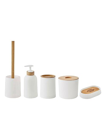 Juego baño PRIMA de 5 piezas Guy Levasseur – plástico blanco y bambú