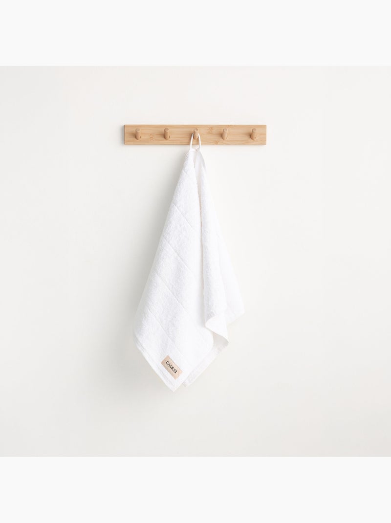 Juego completo de baño 100% algodón, rizo 600g/m2, con colgador - Gamusi. Blanco - Kiabi