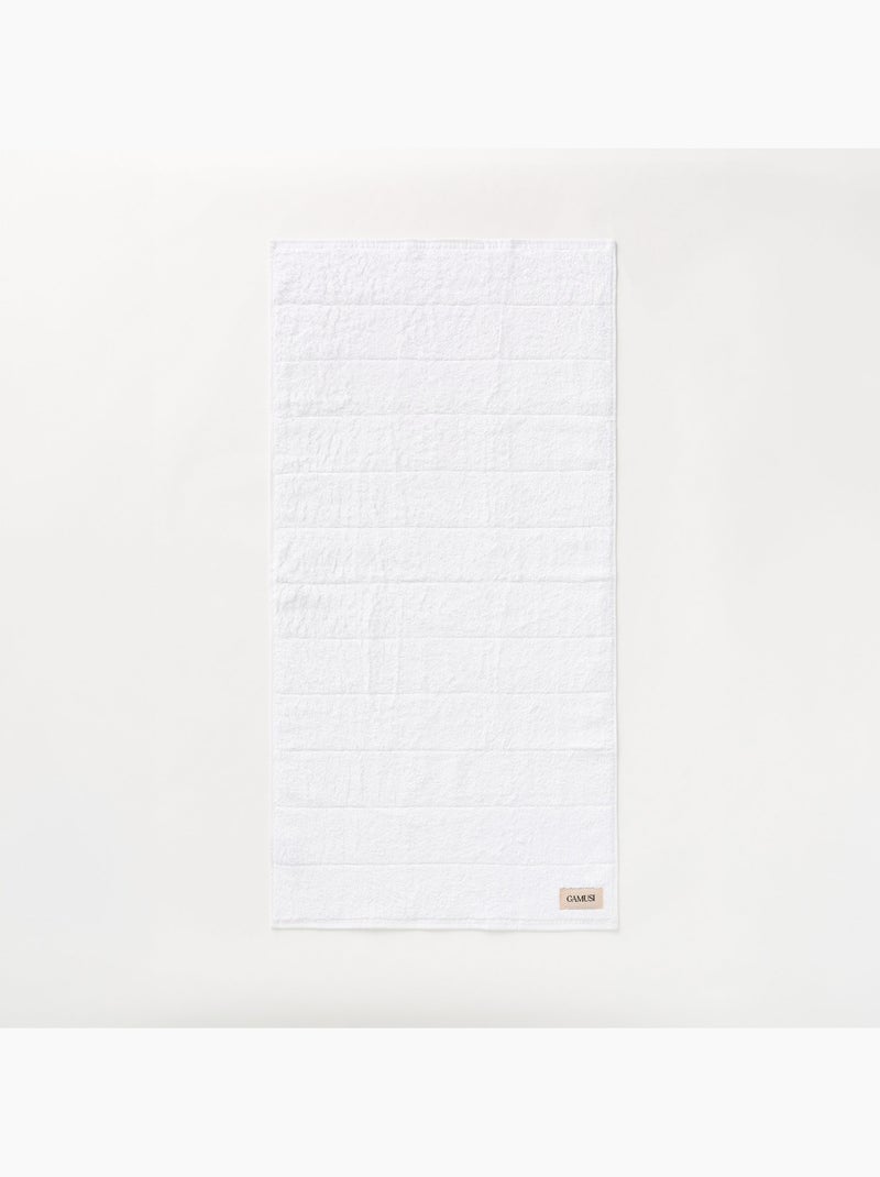 Juego completo de baño 100% algodón, rizo 600g/m2, con colgador - Gamusi. Blanco - Kiabi