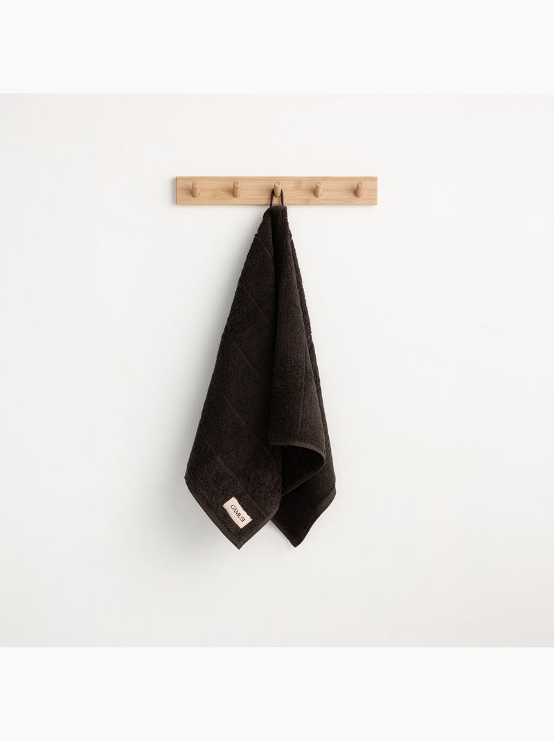 Juego completo de baño 100% algodón, rizo 600g/m2, con colgador - Gamusi. Negro - Kiabi