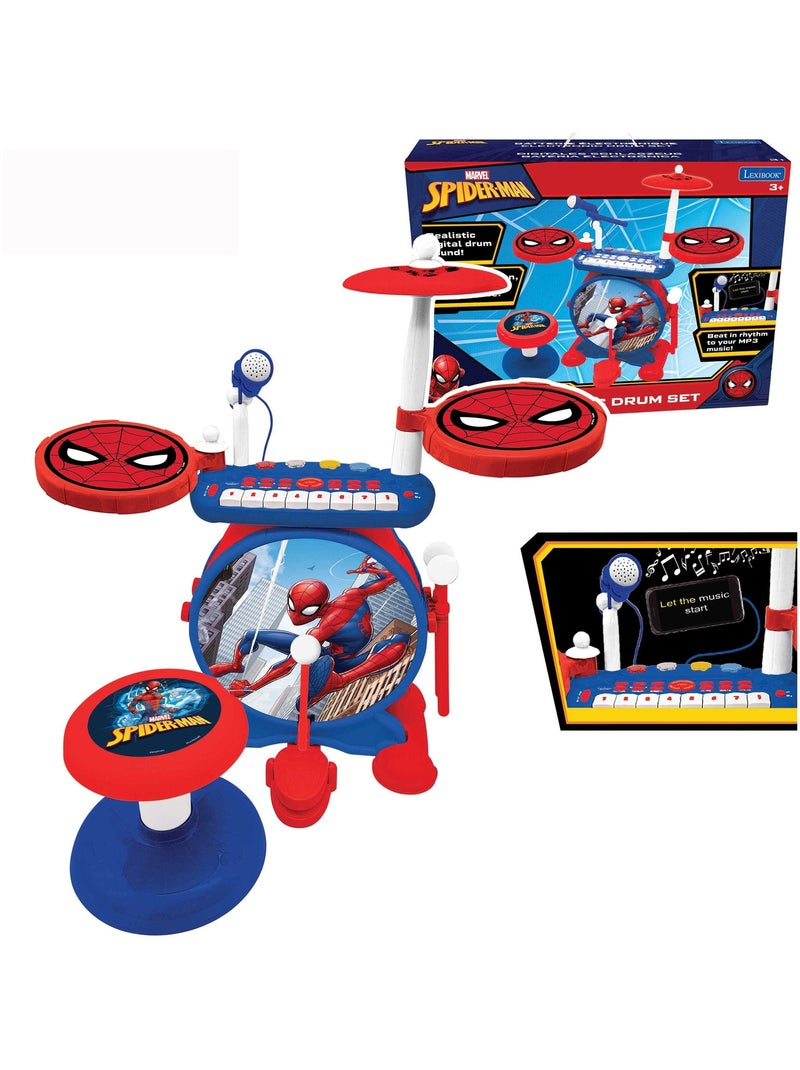 Juego completo de batería electrónica luminosa Mi Banda de Rock SpiderMan con asiento Rojo - Kiabi