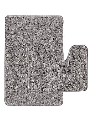 Juego de 2 alfombras de baño de poliéster 50x80cm + 50x40cm