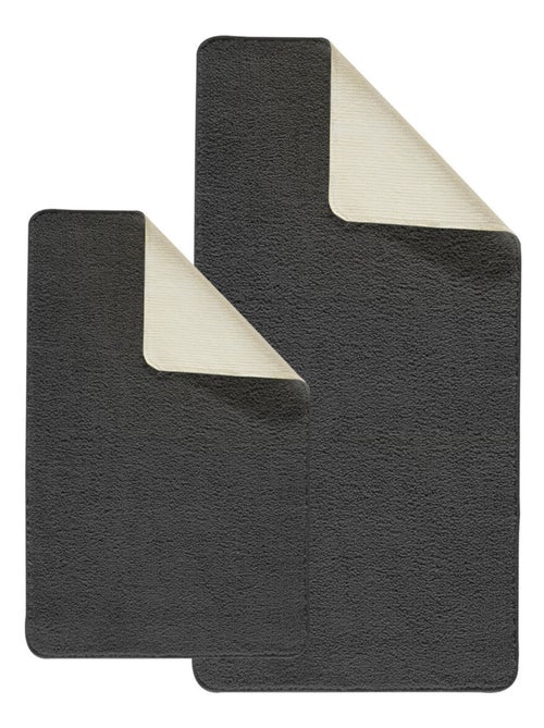 Juego de 2 alfombrillas de baño de poliéster de 60x120cm + 50x80cm - Kiabi Juego de 2 alfombrillas de baño de poliéster de 60x120cm + 50x80cm - Kiabi