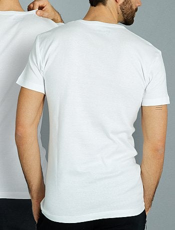 Juego de 2 camisetas de algodón con cuello de pico 'Dim' - Kiabi