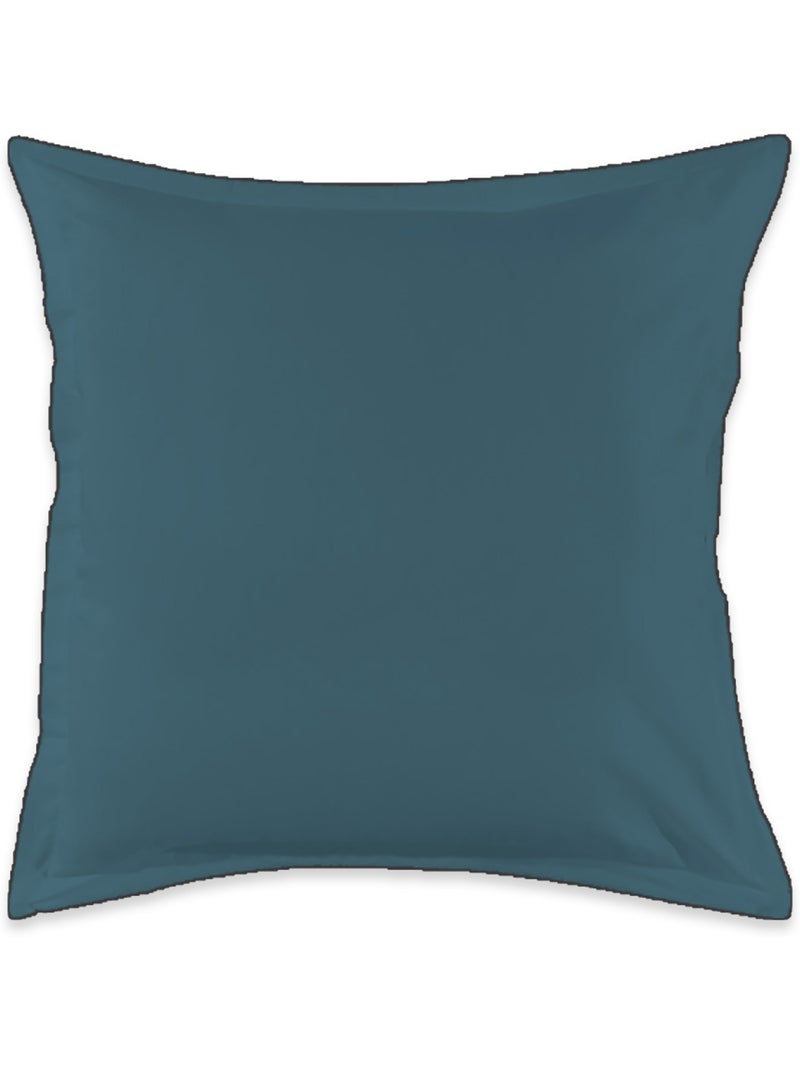Juego de 2 fundas de almohada lisas de algodón con acabado de dobladillo. Azul - Kiabi