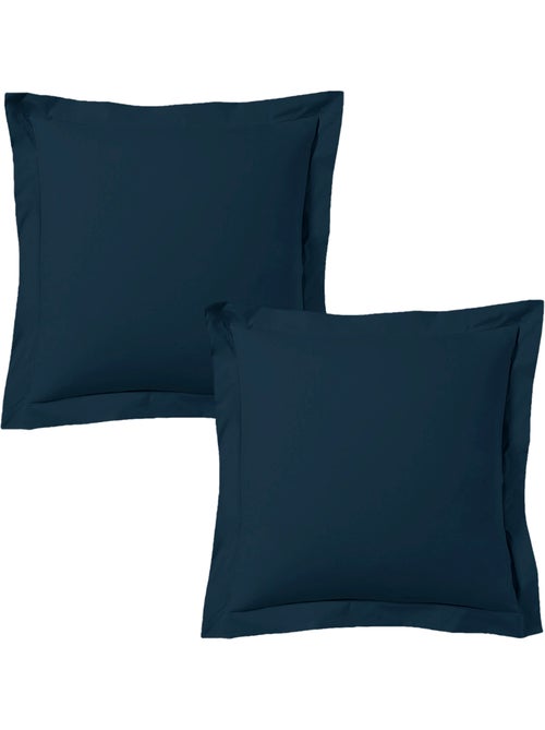 Juego de 2 fundas de almohada satén de algodón azul marino - Kiabi