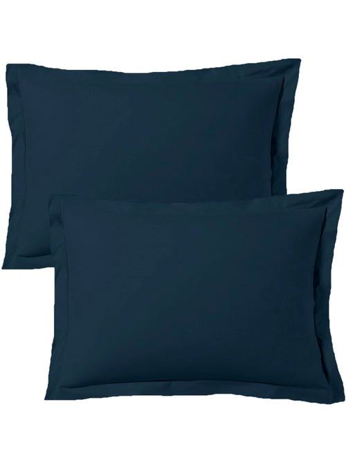 Juego de 2 fundas de almohada satén de algodón azul marino - Kiabi