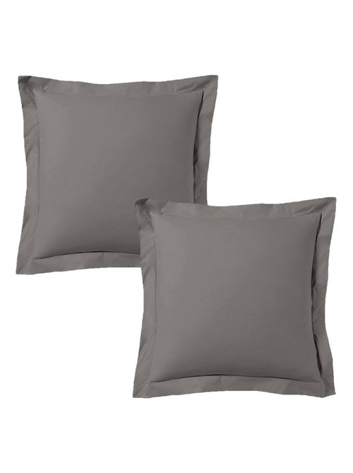 Juego de 2 fundas de almohada satén de algodón gris - Kiabi