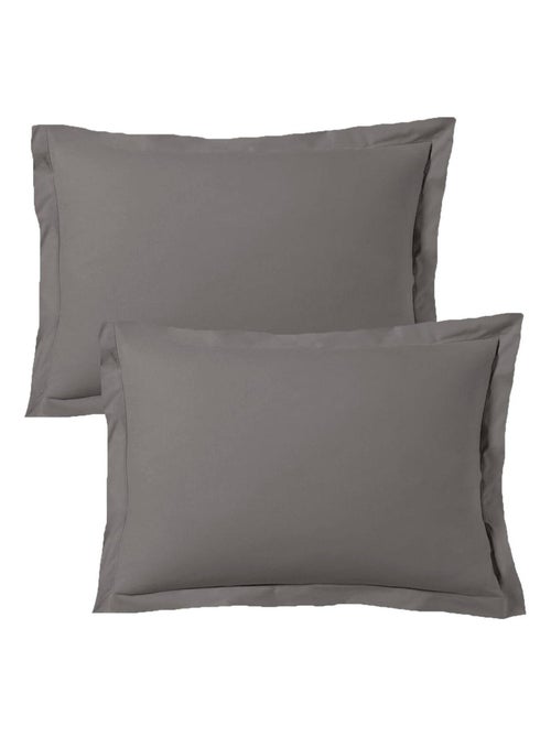Juego de 2 fundas de almohada satén de algodón gris - Kiabi