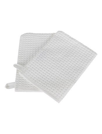 Juego de 2 manoplas de baño de tejido de panal WEEK END