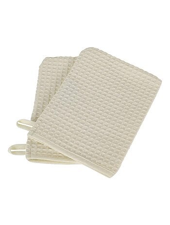 Juego de 2 manoplas de baño de tejido de panal WEEK END