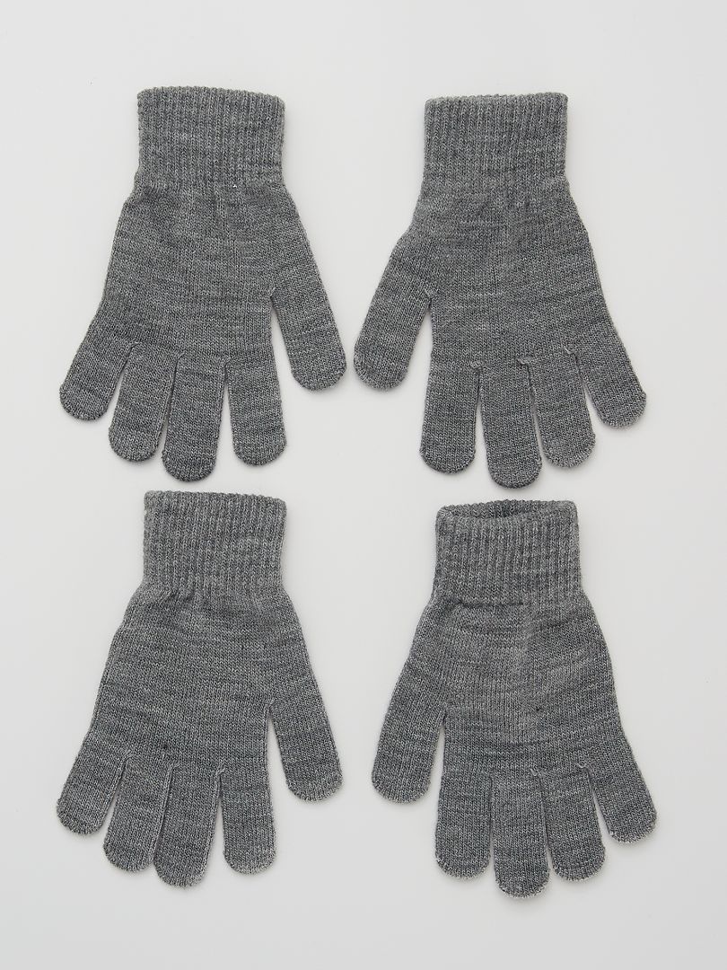 Juego de 2 pares de guantes gris - Kiabi