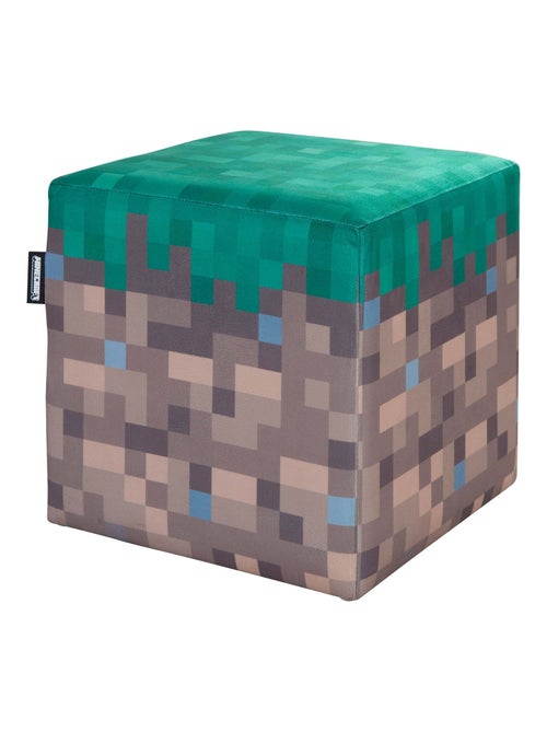 Juego de 2 puffs en terciopelo - bloque de hierba y cubo TNT 'Roba' - Minecraft - Kiabi