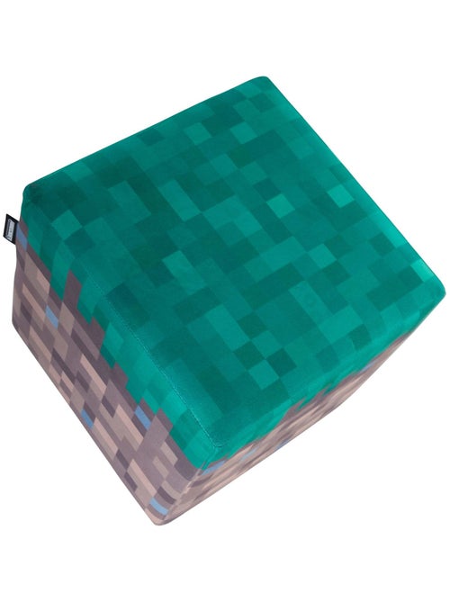 Juego de 2 puffs en terciopelo - bloque de hierba y cubo TNT 'Roba' - Minecraft - Kiabi