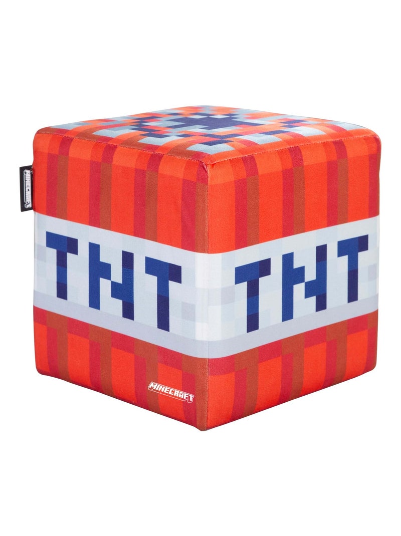 Juego de 2 puffs en terciopelo - bloque de hierba y cubo TNT 'Roba' - Minecraft Multicolor - Kiabi