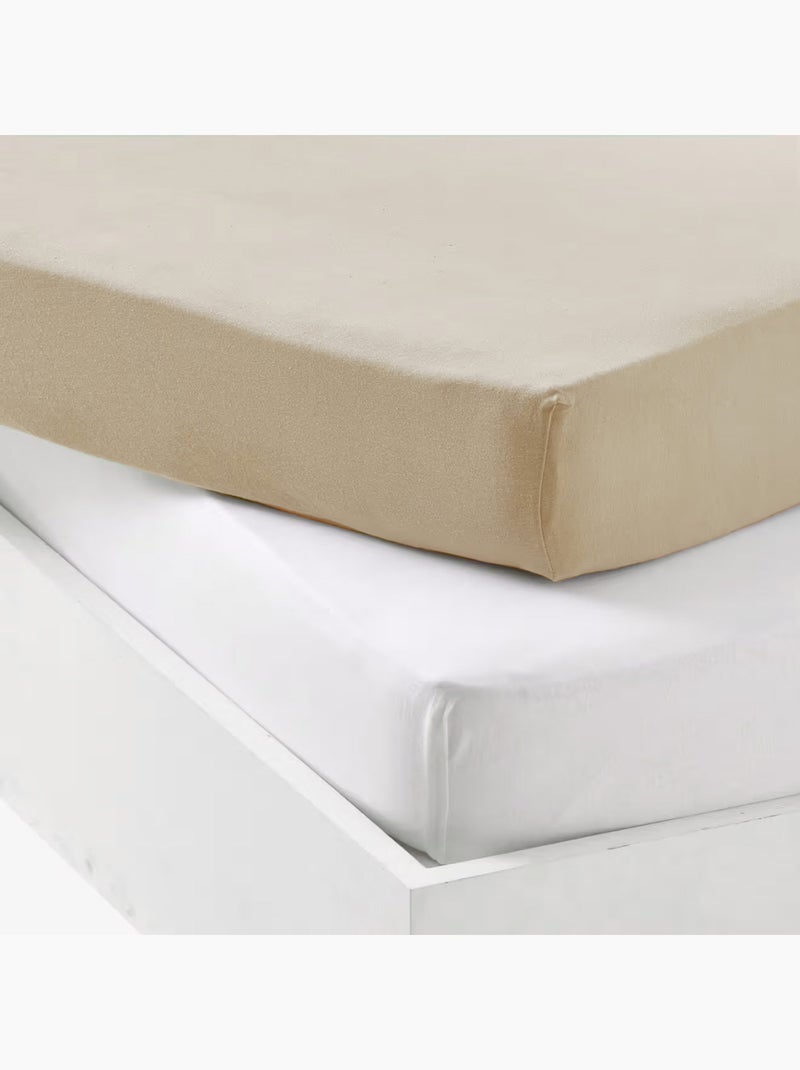 Juego de 2 sábanas bajeras de algodón elástico para cuna Beige - Kiabi