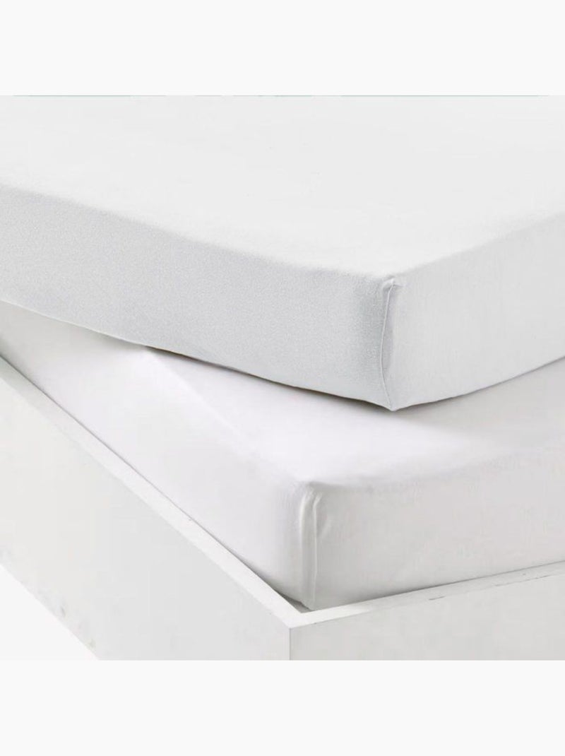 Juego de 2 sábanas bajeras de algodón elástico para cuna Blanco - Kiabi