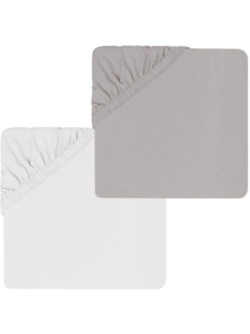 Juego de 2 sábanas bajeras de algodón elástico para cuna - Kiabi Juego de 2 sábanas bajeras de algodón elástico para cuna - Kiabi