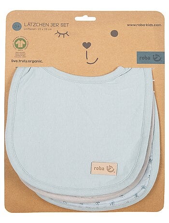Juego de 3 baberos ajustables en algodón orgánico - ROBA 'Lil Planet'