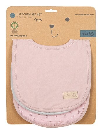 Juego de 3 baberos ajustables en algodón orgánico - ROBA 'Lil Planet'