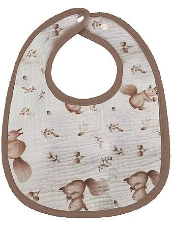 Juego de 3 baberos para bebé en gasa de algodón, estampado Nogal, de Les Chatounets