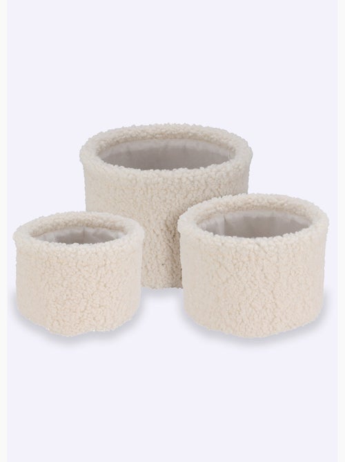 Juego de 3 cestas de almacenamiento, aspecto de lana. - AFIBEL - Kiabi