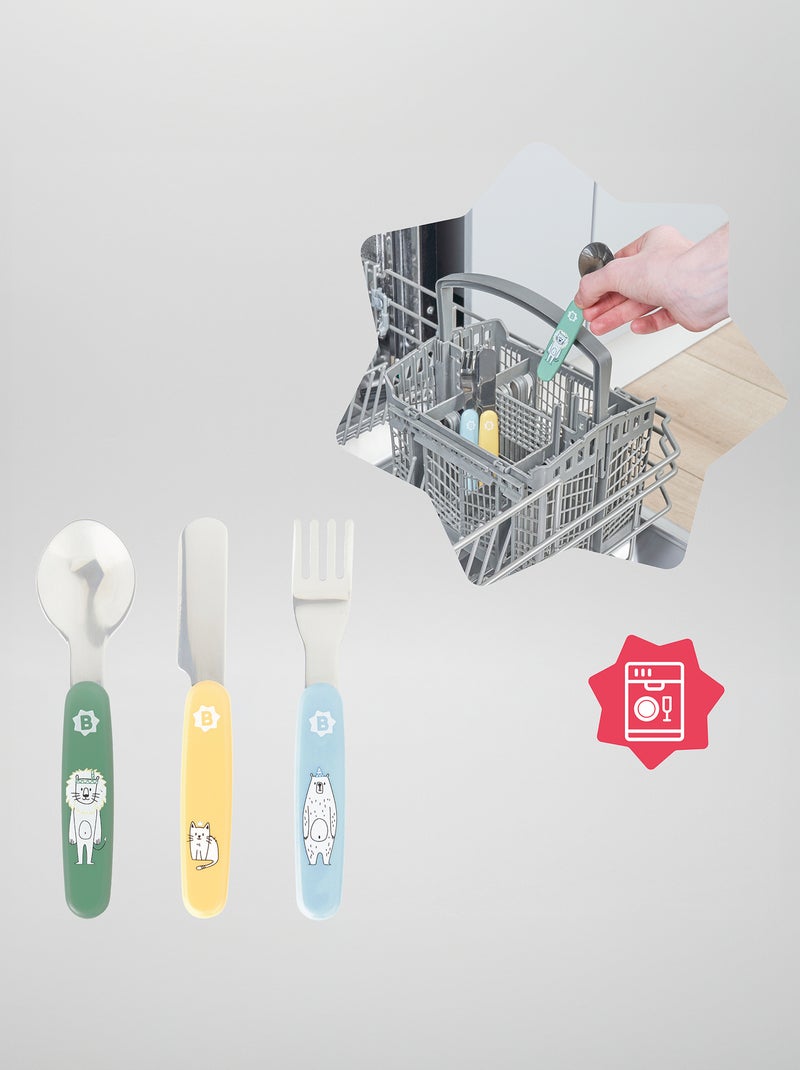 Juego de 3 cubiertos 'Badabulle' multicolor - Kiabi