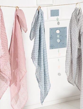 Juego de 3 muselinas en algodón orgánico - ROBA 'Lil planet'