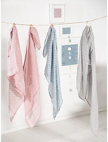 Juego de 3 muselinas en algodón orgánico - ROBA 'Lil planet'