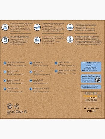 Juego de 3 muselinas en algodón orgánico - ROBA 'Lil planet'