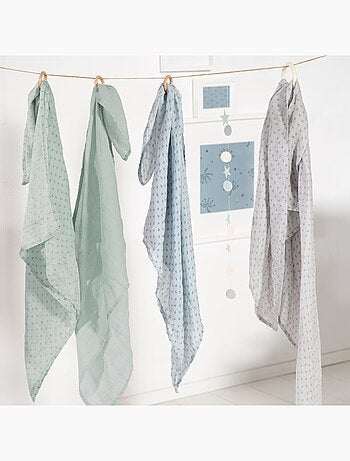 Juego de 3 muselinas en algodón orgánico - ROBA 'Lil planet'