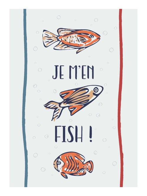 Juego de 3 paños de cocina de algodón con mensajes y motivos de peces - Kiabi