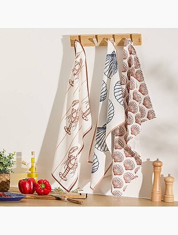 Juego de 3 paños de cocina de algodón oceania 70x45cm