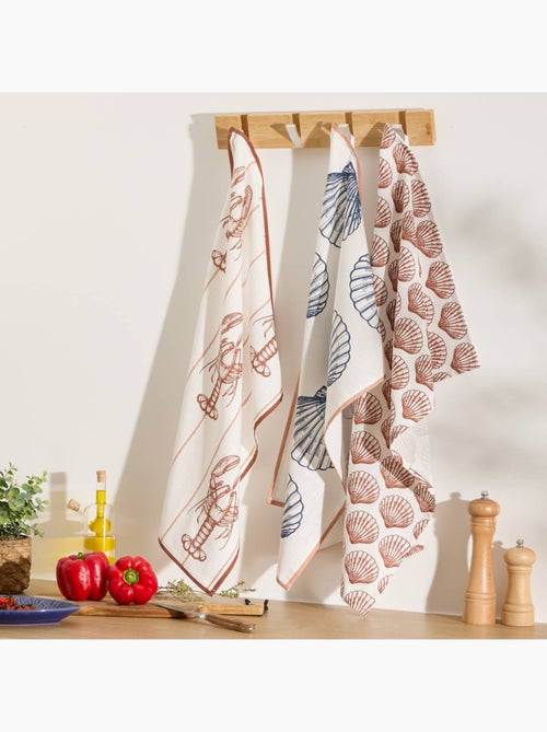 Juego de 3 paños de cocina de algodón oceania 70x45cm - Kiabi