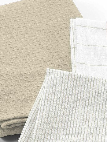 Juego de 3 paños de cocina de algodón tejido en nido de abeja