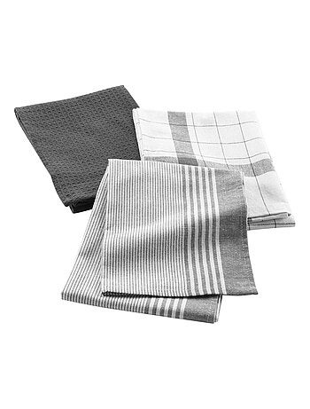 Juego de 3 paños de cocina de algodón tejido en nido de abeja