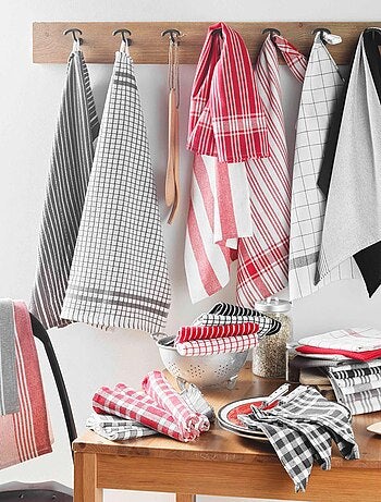 Juego de 3 paños de cocina de algodón tejido en nido de abeja