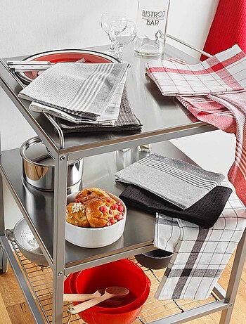 Juego de 3 paños de cocina de algodón tejido en nido de abeja