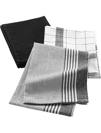 Juego de 3 paños de cocina de algodón tejido en nido de abeja