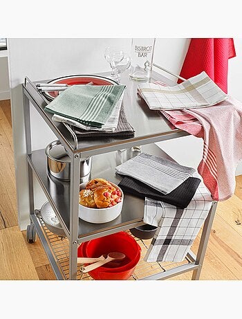 Juego de 3 paños de cocina de algodón tejido en nido de abeja