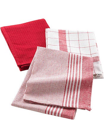 Juego de 3 paños de cocina de algodón tejido en nido de abeja