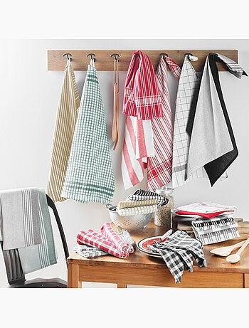 Juego de 3 paños de cocina de algodón tejido en nido de abeja