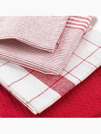 Juego de 3 paños de cocina de algodón tejido en nido de abeja