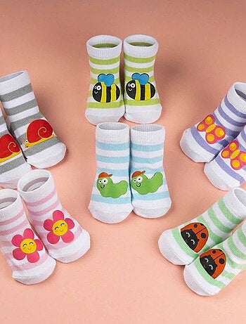 Juego de 3 pares de calcetines de rayas pastel - Soxo