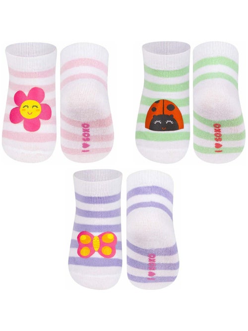 Juego de 3 pares de calcetines de rayas pastel | Soxo - Kiabi