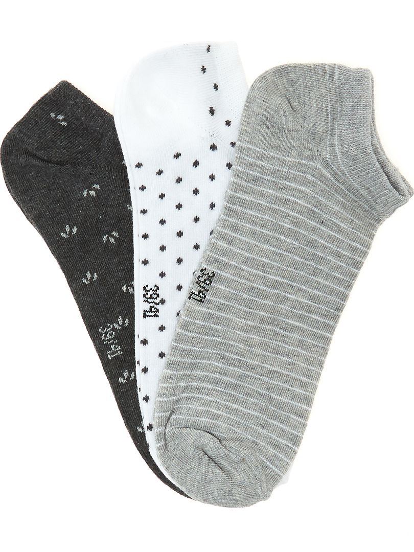 Juego de 3 pares de calcetines tobilleros gris - Kiabi